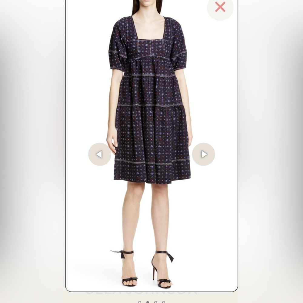 Ulla Johnson $550 Denim Puff Sleeve Midi Dress 99% Cotton Size Small